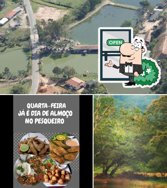 Esta é a ilustração ilustrando exterior e comida no Pesqueiro Recanto das Águas