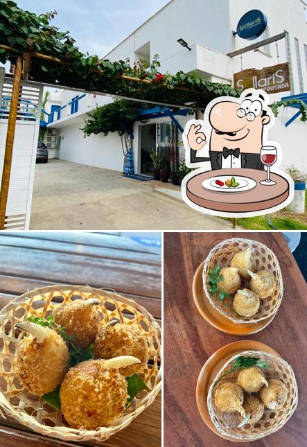 Confira a imagem apresentando comida e exterior no Scalini Restaurante