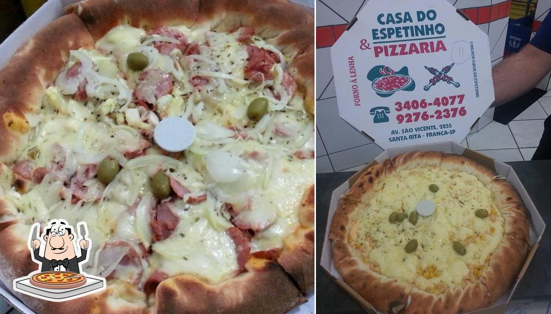 Escolha pizza no Casa do espetinho e pizzaria