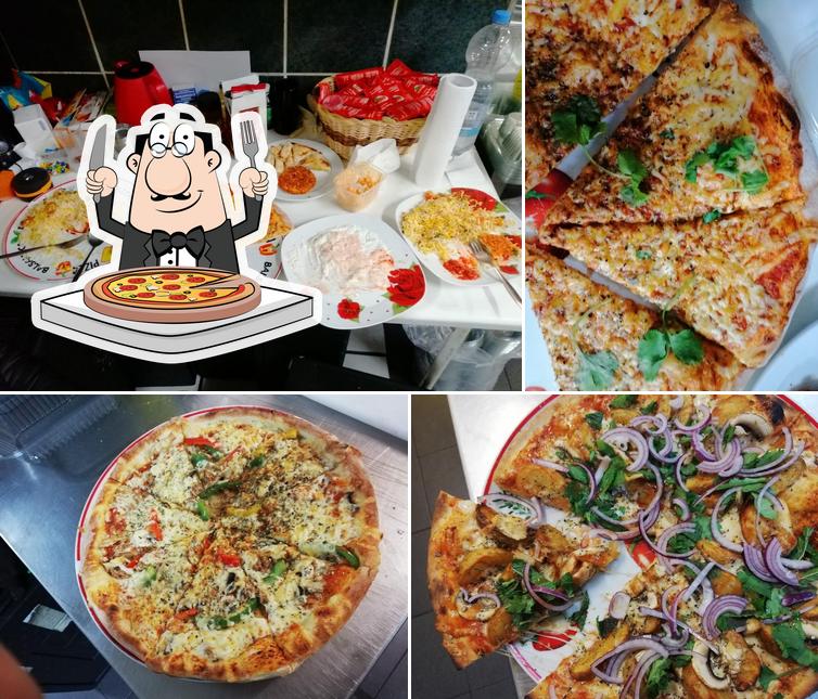 Kostet verschiedene Variationen von Pizza