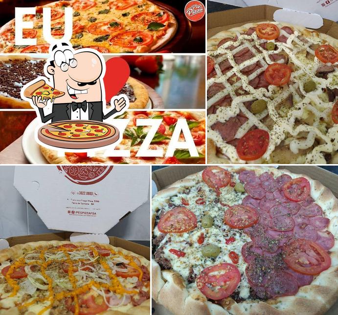 Escolha pizza no Peg Pizza Feira de Santana