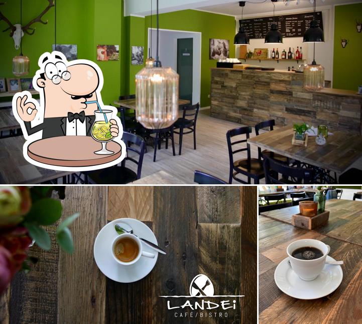 Among different things one can find drink and interior at Bistro Cafe Landei