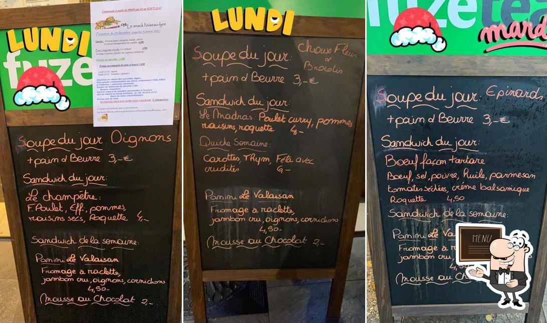 L'Oiseau -Lyre présente un tableau affichant le menu