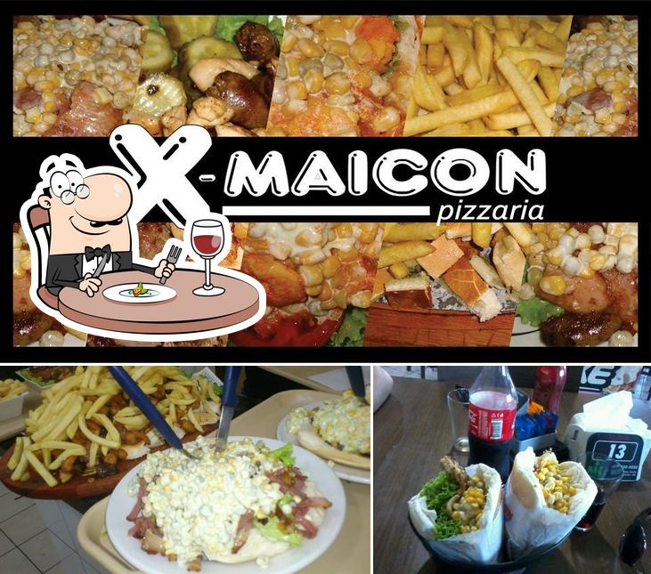 A ilustração da comida e bebida no X- Maicon