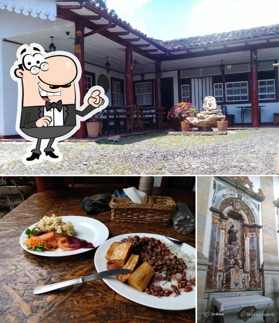 Entre diversos coisas, exterior e comida podem ser encontrados no Vila Rica Bar e Restaurante