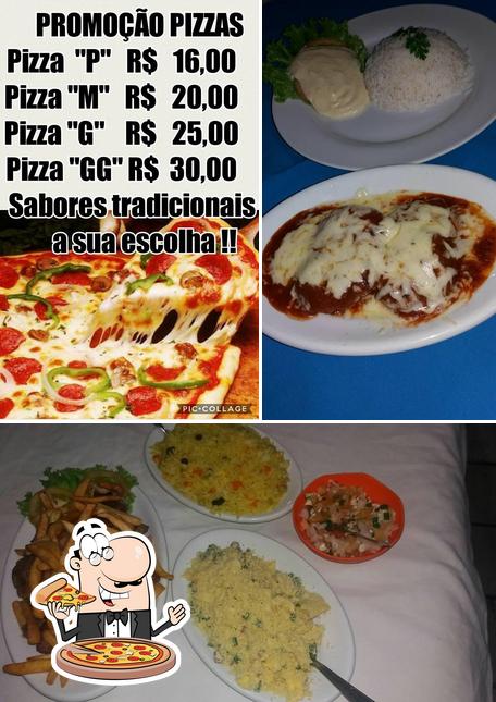 Escolha pizza no Pizzaria e Sorveteria Sabor Da Hora