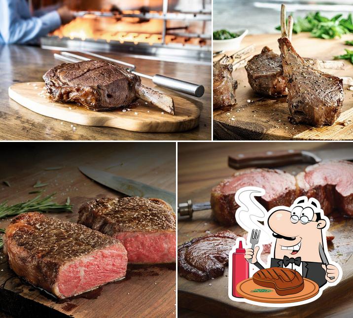 Pide un plato con carne en Fogo de Chão Brazilian Steakhouse