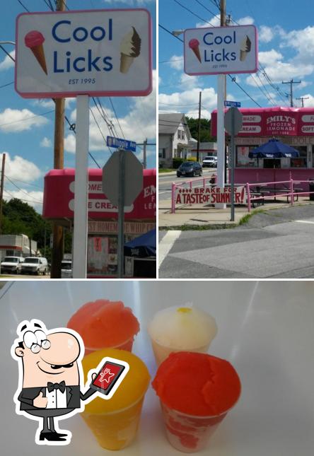 The photo of exterior and food at Cool Licks Creamery