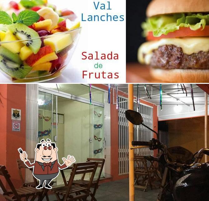 A ilustração do Val Lanches’s comida e exterior