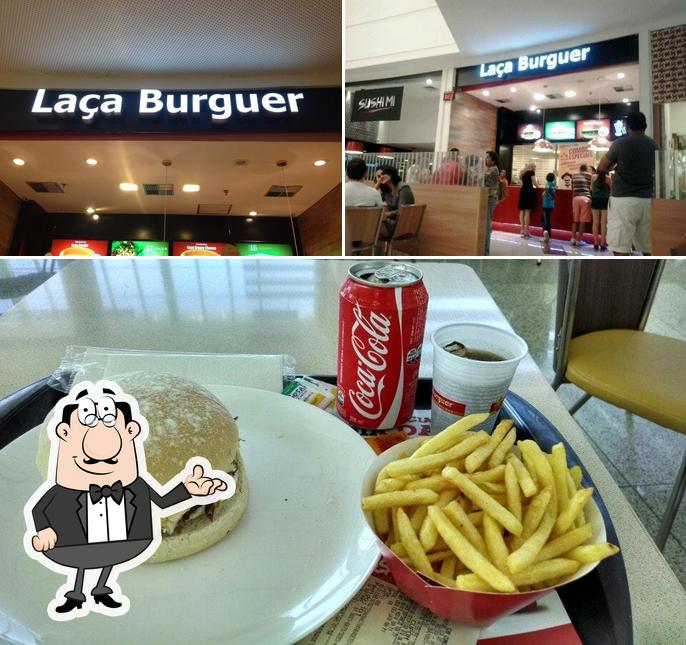 A ilustração a Laça Burguer- Hamburgueria - Pina’s interior e bebida