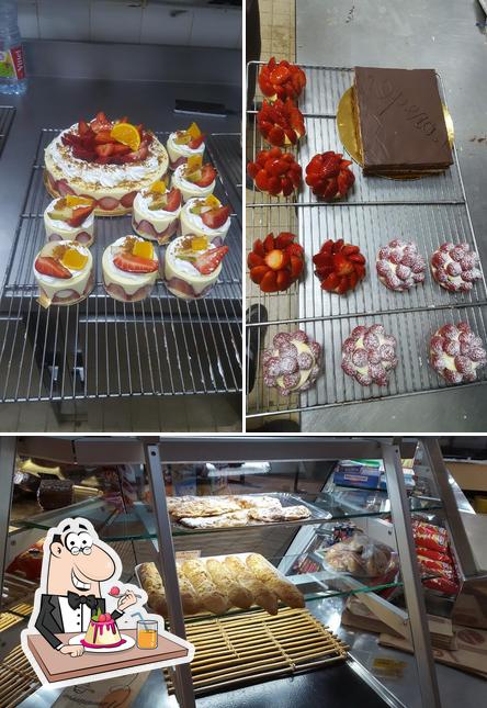 Boulangerie. Pâtisserie . Place du marché . Cergy sert une éventail de desserts