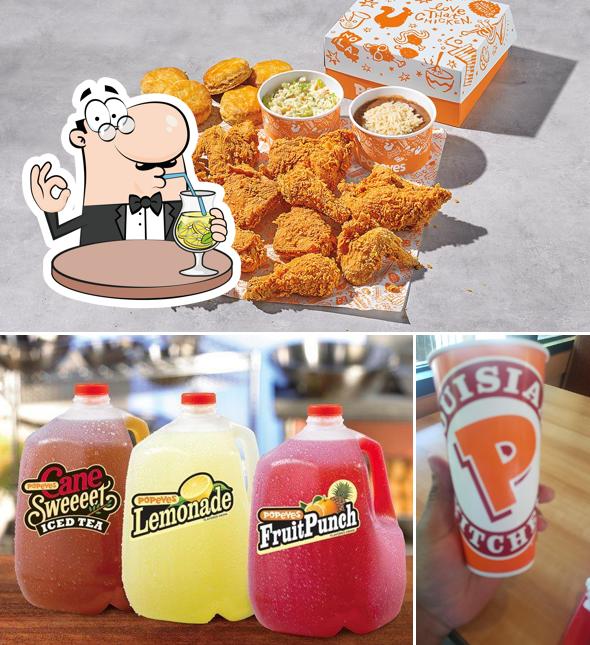 This is the image showing drink and food at Popeyes Louisiana Kitchen