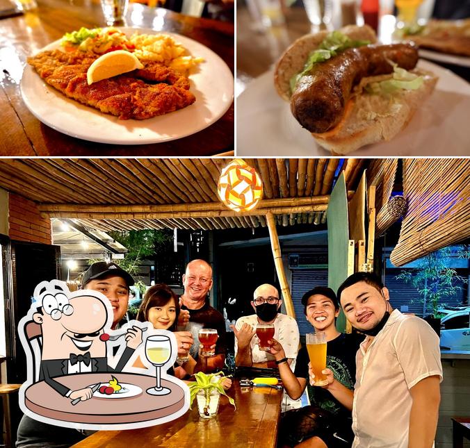 The image of food and bar counter at The BrewHouse