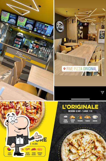 Jetez un coup d’oeil à l’image représentant la intérieur et pizza concernant Five Pizza Original - Drancy