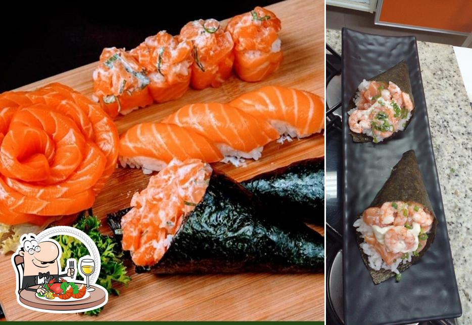 Consiga diversos pratos de frutos do mar disponíveis no Hoshi Sushi - Comida Japonesa