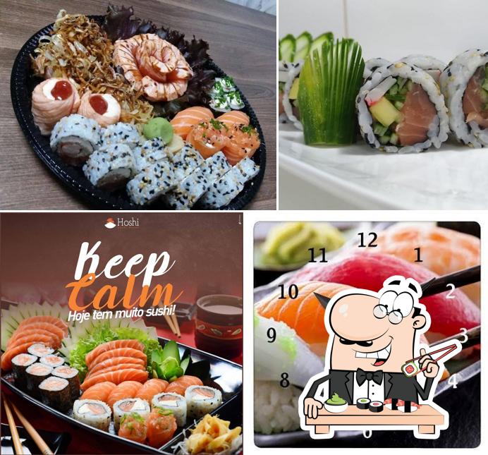 Rolos de sushi são disponibilizados no Hoshi Sushi House