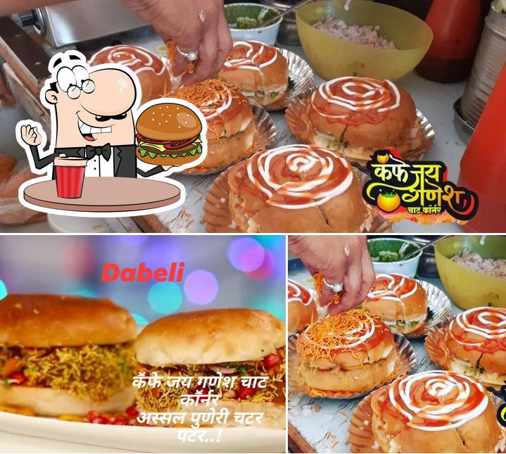 Get a burger at Cafe Jay Ganesh Chat Corner