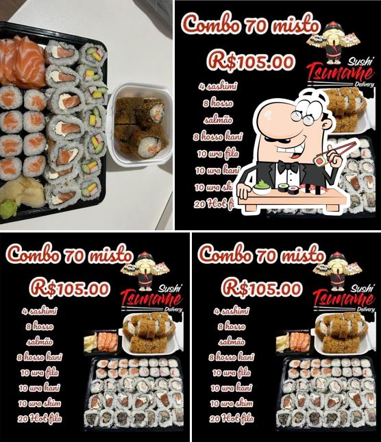 Peça diferentes opções de sushi