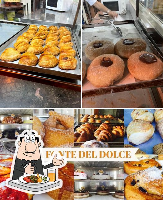 Food at Pasticceria La Fonte Del Dolce Cornetti e Zeppole