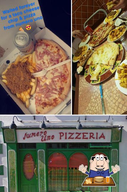 Изображение, на котором видны еда и внутреннее оформление в Numero Uno pizzeria