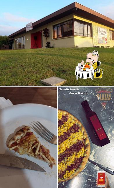 A Plazza Pizzaria se destaca pelo comida e exterior