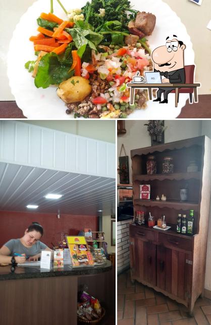 A ilustração da interior e comida no O Tropeiro Restaurante