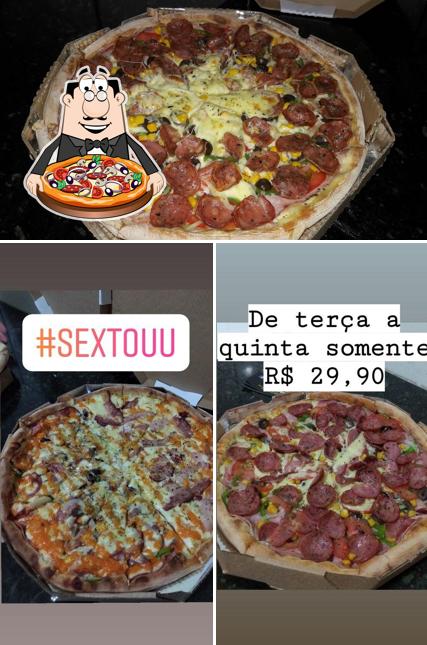 Escolha pizza no Pizzaria Caiçara