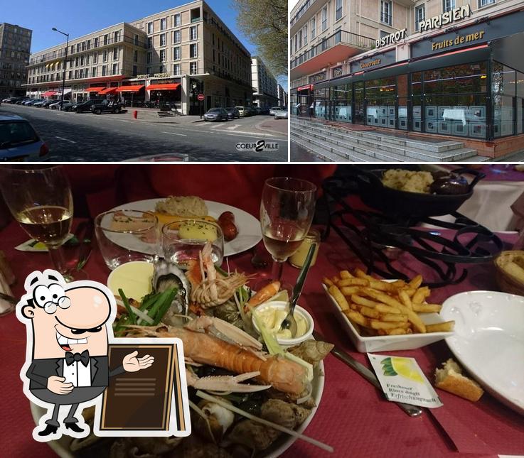 Parmi les diverses choses de la extérieur et la nourriture, une personne peut trouver sur Bistrot Parisien