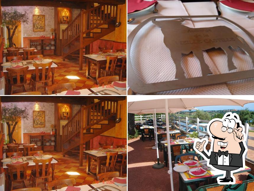 Посмотрите на внутренний интерьер "Auberge de la Vieille Castille Restaurant Commelle Vernay Roanne"