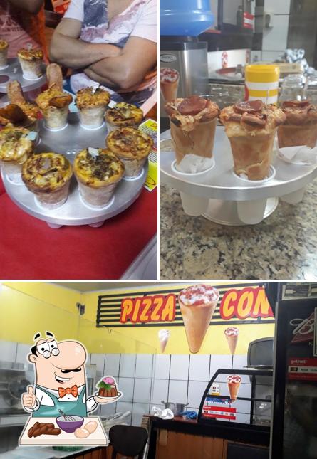 Pizza cone serve uma gama de sobremesas