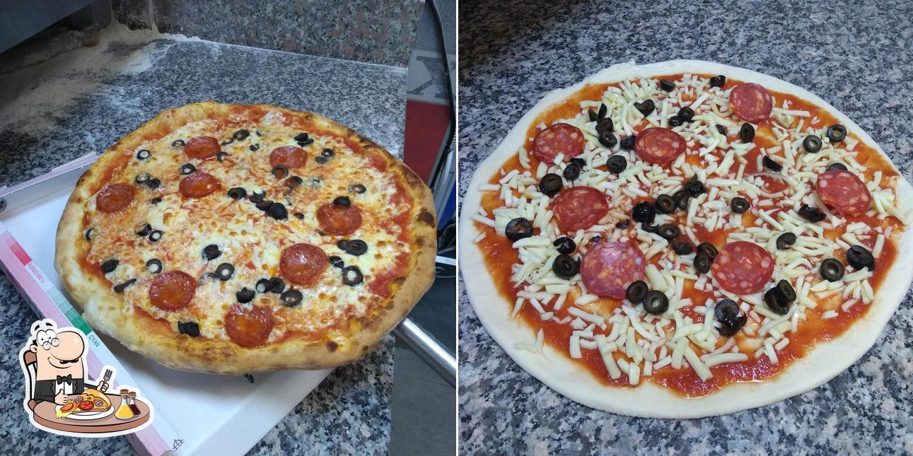 Bestellt verschiedene Variationen von Pizza