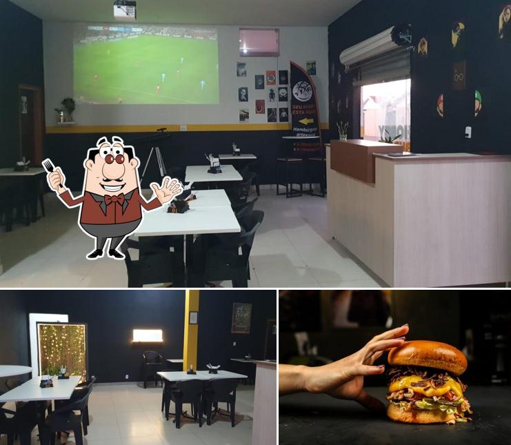 A ilustração do Hobby Burger’s comida e interior