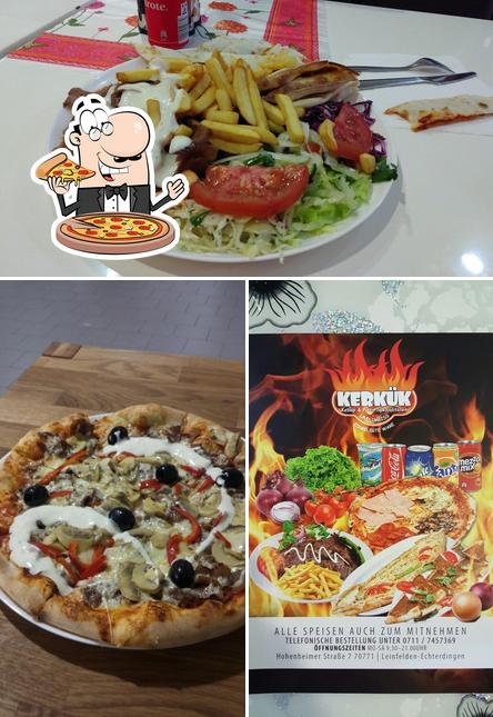Prueba una pizza en Kerkük Kebap & Pizza Spezialitäten und Imbiss
