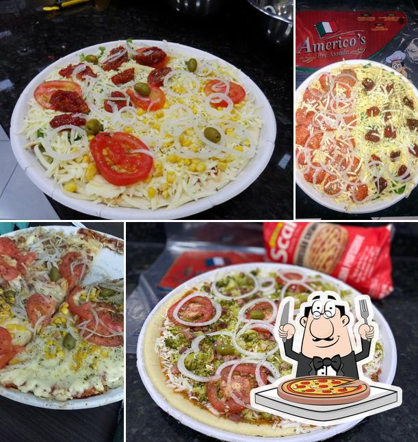 Escolha pizza no Americo´s Pizza Pré Assada