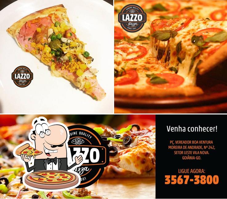 Escolha pizza no Lazzo Pizza