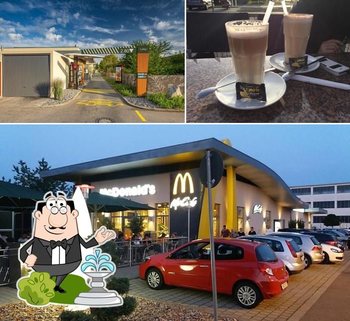 The picture of exterior and drink at McDonald's
