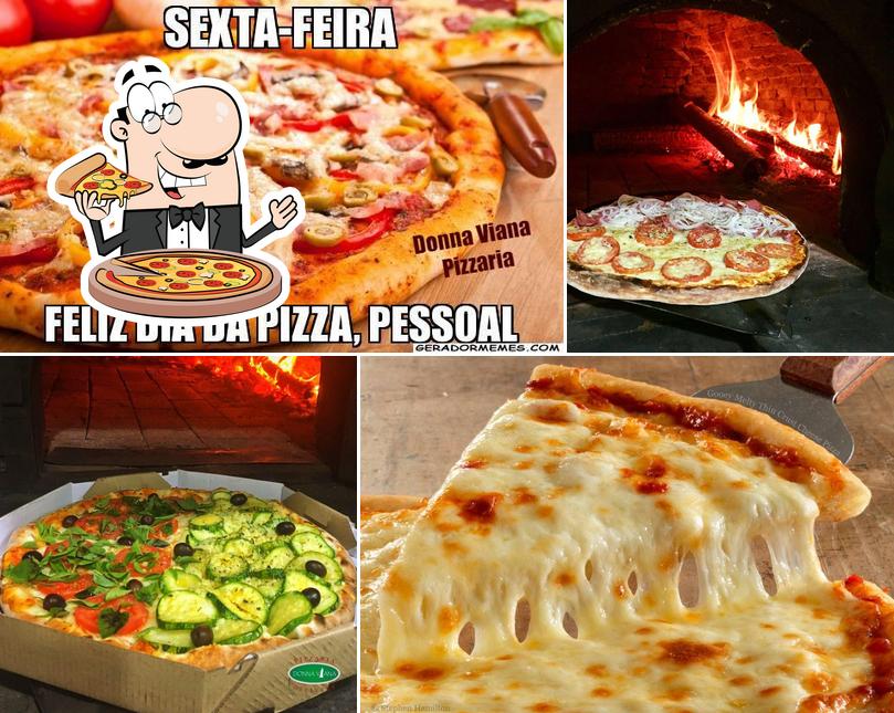 Escolha pizza no Donna Viana Pizzaria