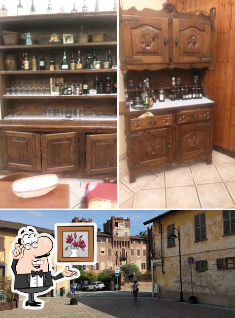 La immagine di interni e esterno da trattoria dell'amicizia, osteria, ristorante locale, tradizionale, cibo italiano