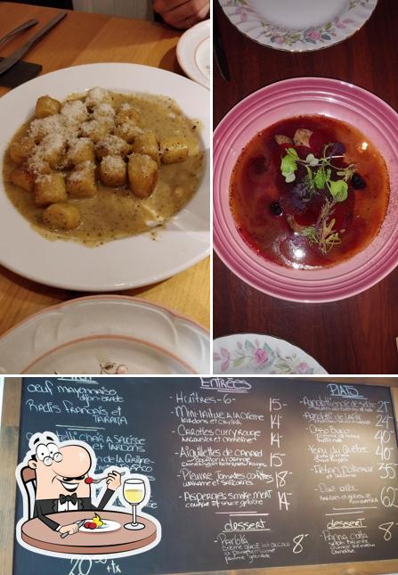 The image of food and blackboard at Sïmone,restaurant de quartier