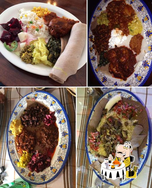 Food at Abyssinia Ethiopian Restaurant