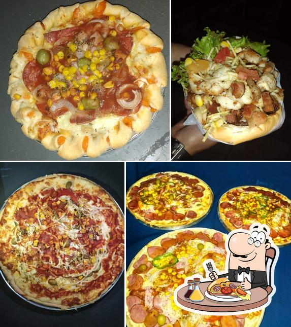 Consiga pizza no pizzaria e sanduíches