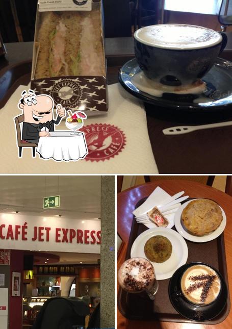 Café Jet Express serviert eine Mehrzahl von Desserts 