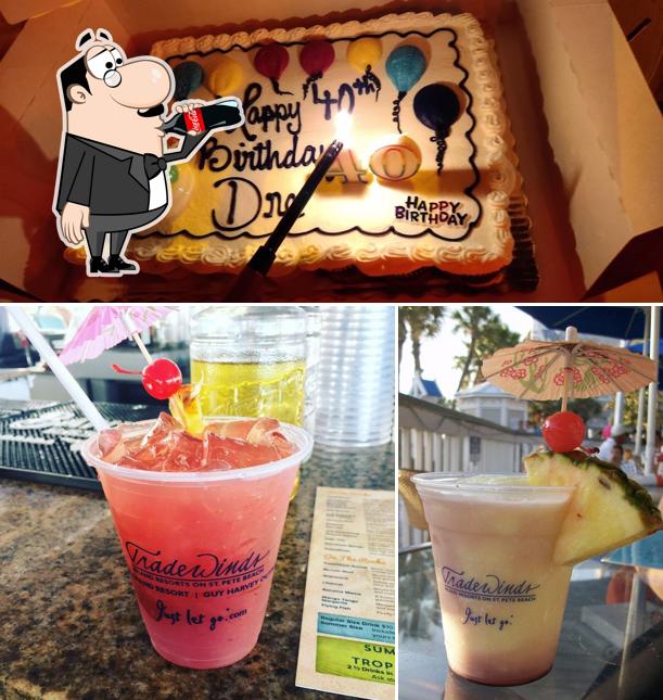 This is the photo displaying drink and cake at Sandbar Beach Bar