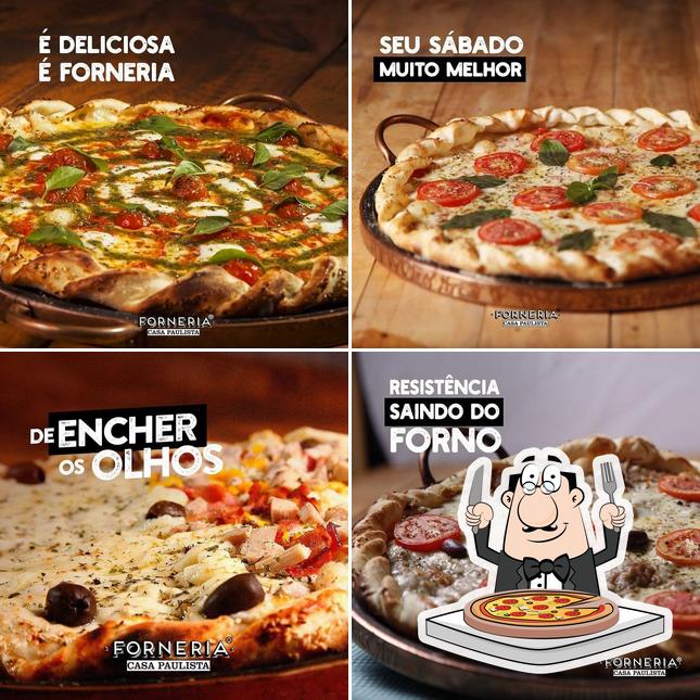 Escolha pizza no Forneria Casa Paulista