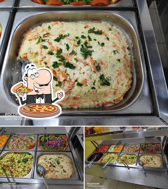 Escolha pizza no Restaurante Coma Bem