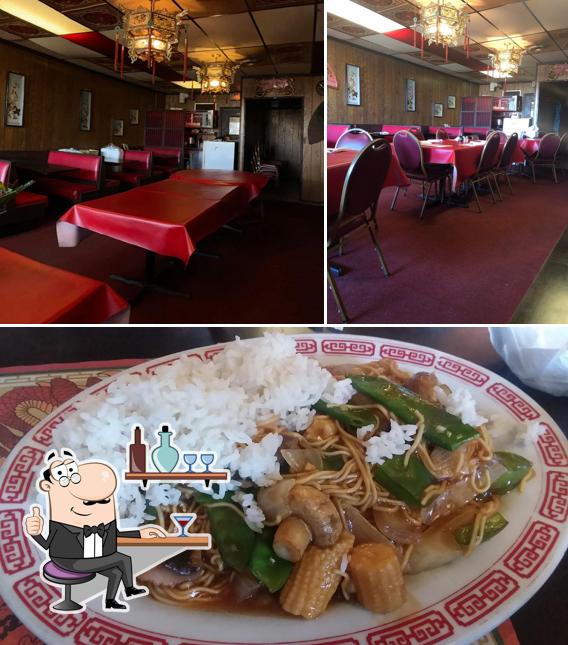 Among various things one can find interior and food at Leong Chinese Restaurant