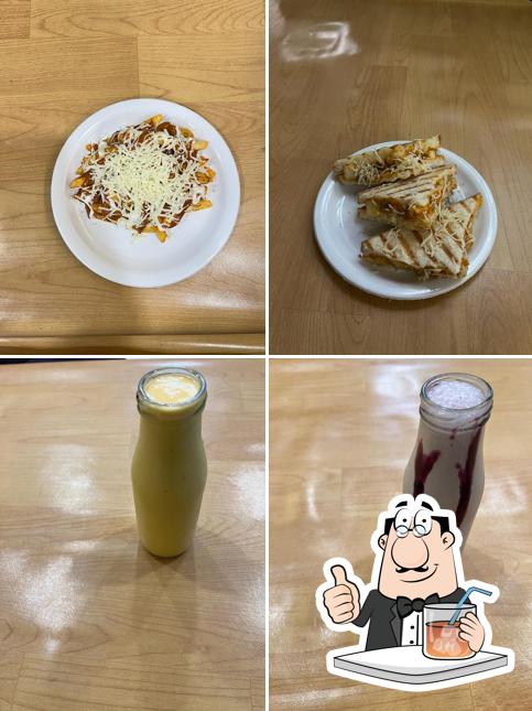 Take a look at the picture displaying drink and food at We Cook