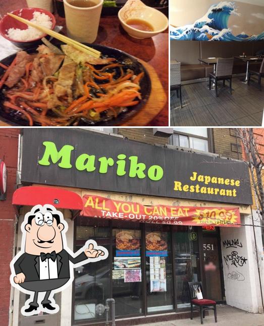 Внутреннее оформление и еда в Mariko Japanese