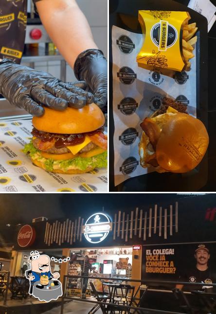 Entre diferentes coisas, comida e interior podem ser encontrados no The B-Burgers Jardins