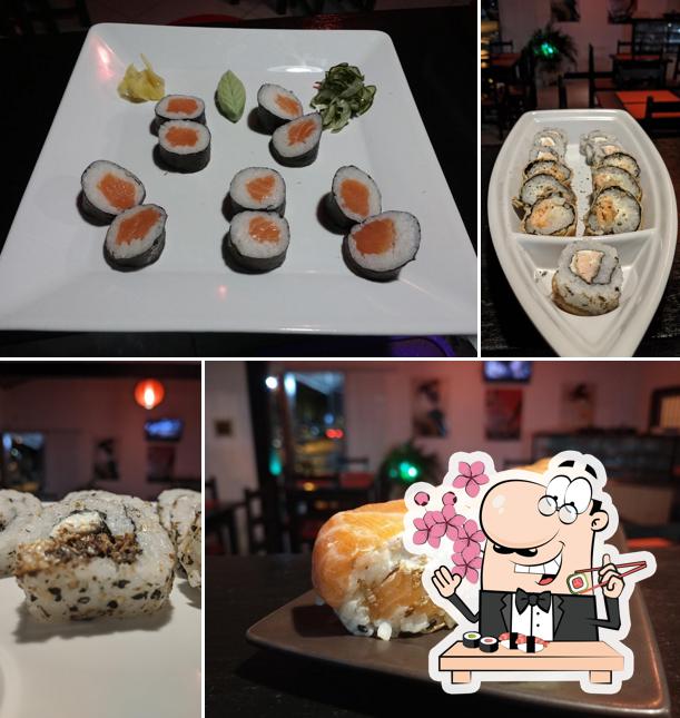 Rolos de sushi são oferecidos por Taiko Sushibar